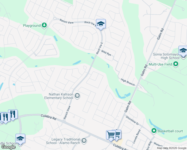 map of restaurants, bars, coffee shops, grocery stores, and more near 13523 Bradford Glen in San Antonio