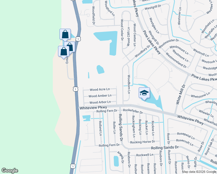 map of restaurants, bars, coffee shops, grocery stores, and more near 47 Wood Acre Lane in Palm Coast