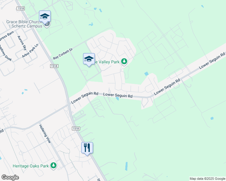 map of restaurants, bars, coffee shops, grocery stores, and more near 9920 Arches Valley in Schertz