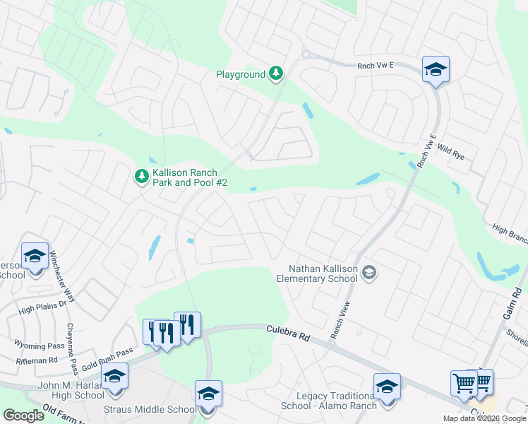 map of restaurants, bars, coffee shops, grocery stores, and more near 8947 Hickman Park in San Antonio