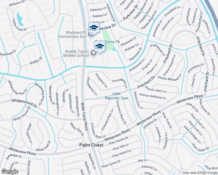 map of restaurants, bars, coffee shops, grocery stores, and more near 17 Prospect Lane in Palm Coast