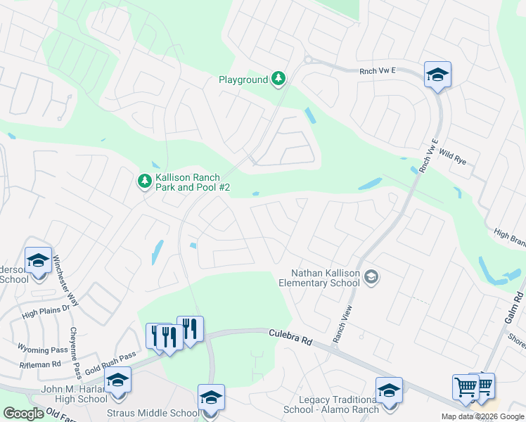 map of restaurants, bars, coffee shops, grocery stores, and more near 8947 Hickman Park in San Antonio