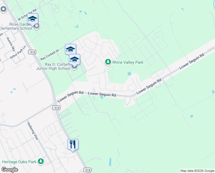 map of restaurants, bars, coffee shops, grocery stores, and more near 9822 Mulhouse Drive in Schertz