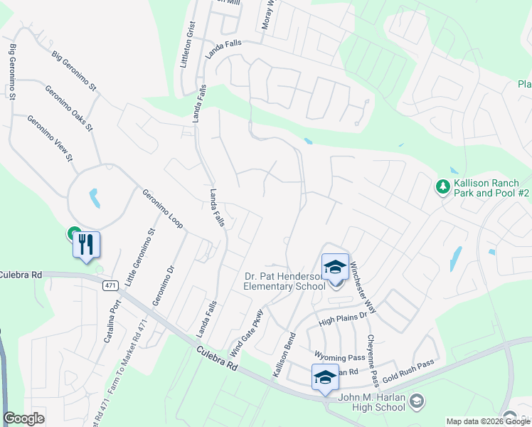 map of restaurants, bars, coffee shops, grocery stores, and more near 14803 Cheshire Way in San Antonio