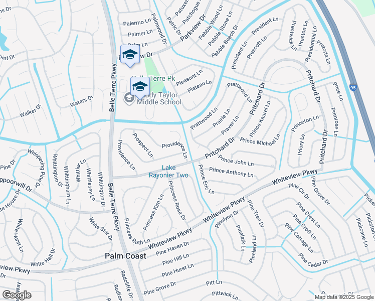 map of restaurants, bars, coffee shops, grocery stores, and more near 89 Providence Lane in Palm Coast