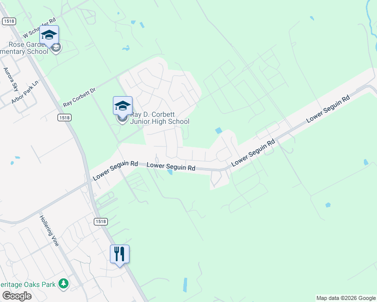 map of restaurants, bars, coffee shops, grocery stores, and more near 9827 Selestat Pt. in Schertz