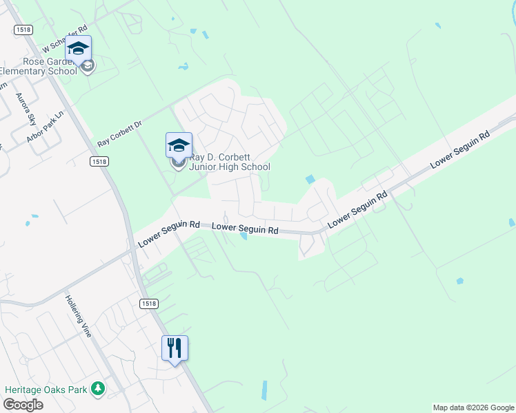 map of restaurants, bars, coffee shops, grocery stores, and more near 9827 Selestat Pt. in Schertz