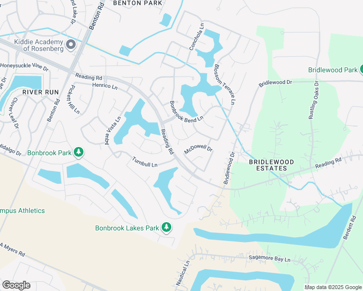 map of restaurants, bars, coffee shops, grocery stores, and more near 607 Russeff Field Court in Rosenberg