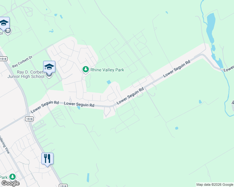 map of restaurants, bars, coffee shops, grocery stores, and more near 12419-12533 Lower Seguin Road in Schertz