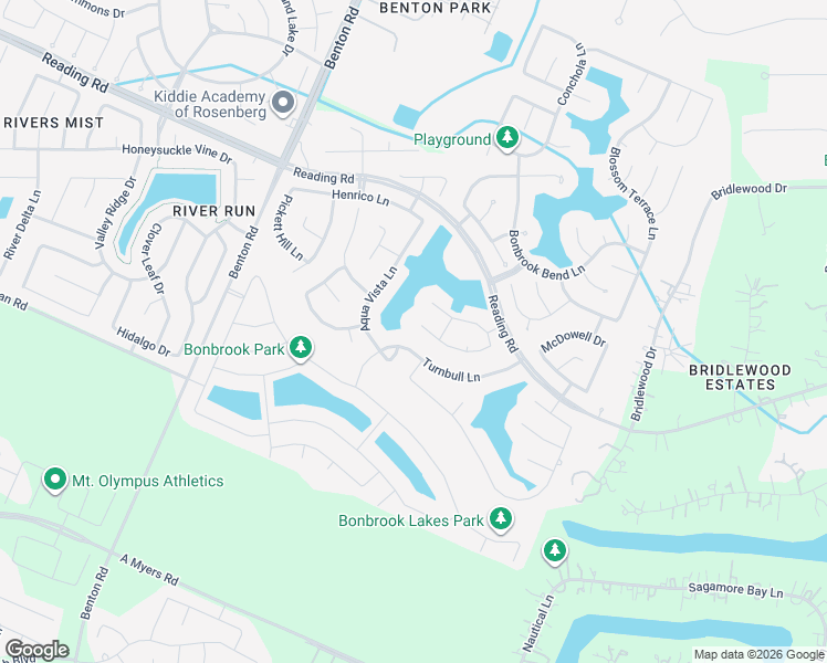 map of restaurants, bars, coffee shops, grocery stores, and more near 9114 Cavalier Lane in Rosenberg