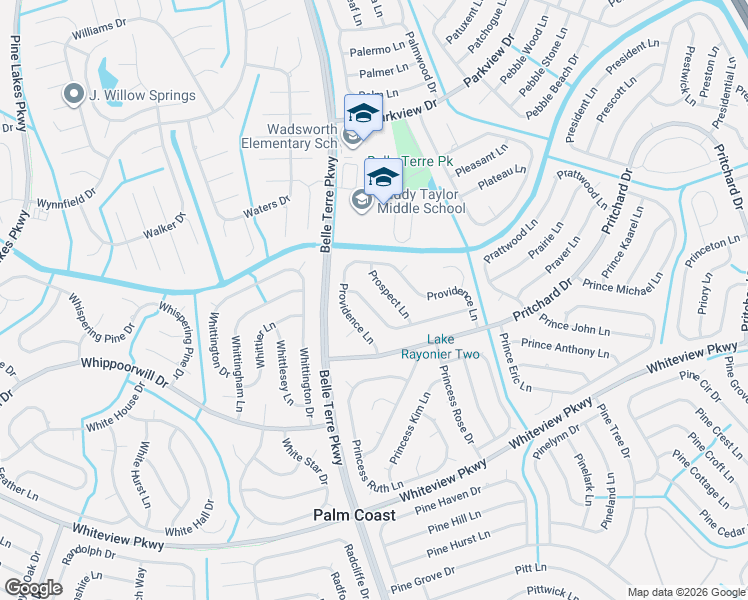 map of restaurants, bars, coffee shops, grocery stores, and more near 11 Prosperity Lane in Palm Coast