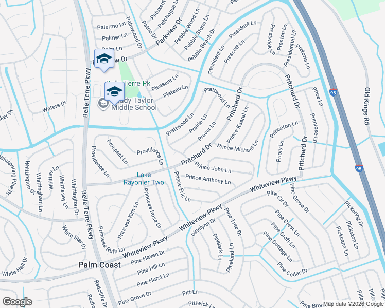 map of restaurants, bars, coffee shops, grocery stores, and more near 66 Pritchard Drive in Palm Coast