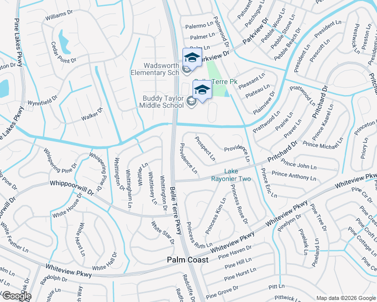 map of restaurants, bars, coffee shops, grocery stores, and more near 11 Prosperity Lane in Palm Coast