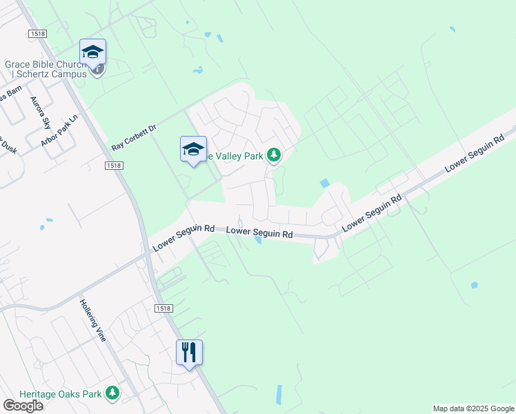map of restaurants, bars, coffee shops, grocery stores, and more near 9920 Arches Valley in Schertz