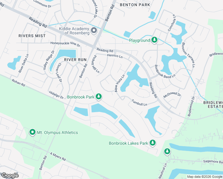 map of restaurants, bars, coffee shops, grocery stores, and more near 1002 Traveler Court in Rosenberg