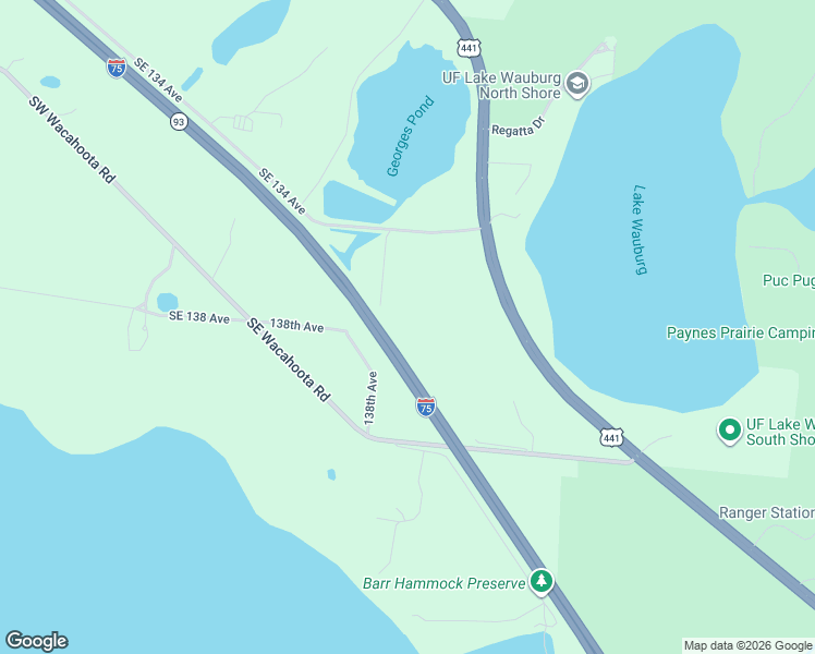 map of restaurants, bars, coffee shops, grocery stores, and more near Interstate 75 in Micanopy