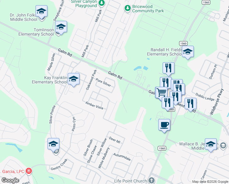 map of restaurants, bars, coffee shops, grocery stores, and more near 11720 Galm Road in San Antonio