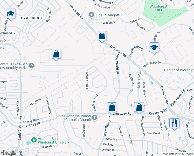 map of restaurants, bars, coffee shops, grocery stores, and more near 6714 Sunlit Pass Drive in San Antonio