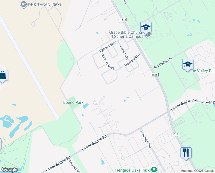 map of restaurants, bars, coffee shops, grocery stores, and more near 10323 Owl Woods in Schertz