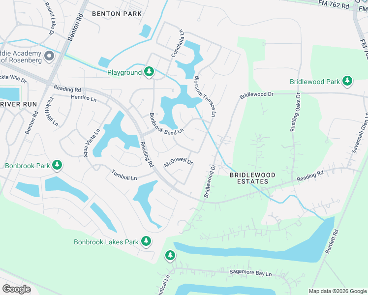 map of restaurants, bars, coffee shops, grocery stores, and more near 9411 Sweeney Brook Lane in Rosenberg