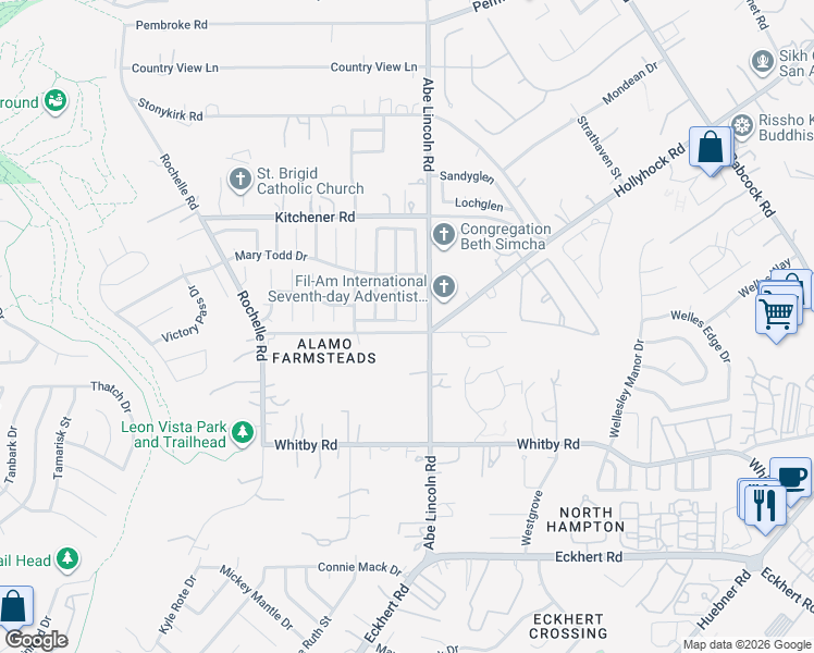map of restaurants, bars, coffee shops, grocery stores, and more near 9203 Tifton Drive in San Antonio