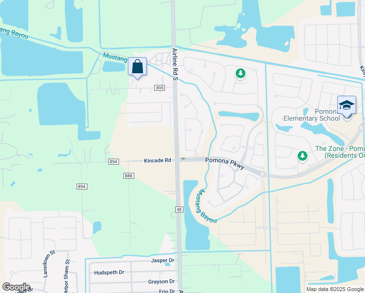 map of restaurants, bars, coffee shops, grocery stores, and more near 4037-4099 Airline Road South in Rosharon