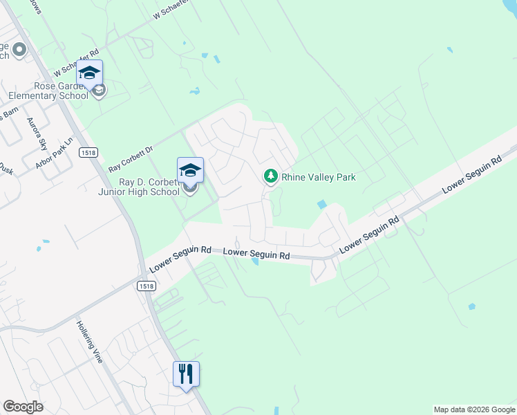 map of restaurants, bars, coffee shops, grocery stores, and more near 9879 Mulhouse Drive in Schertz