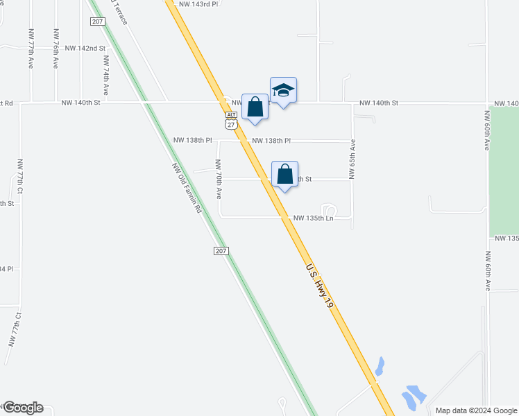 map of restaurants, bars, coffee shops, grocery stores, and more near 6851 Northwest 135th Lane in Chiefland