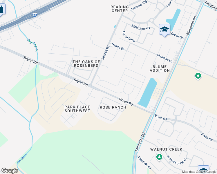map of restaurants, bars, coffee shops, grocery stores, and more near 5807 Bluebonnet Lane in Richmond