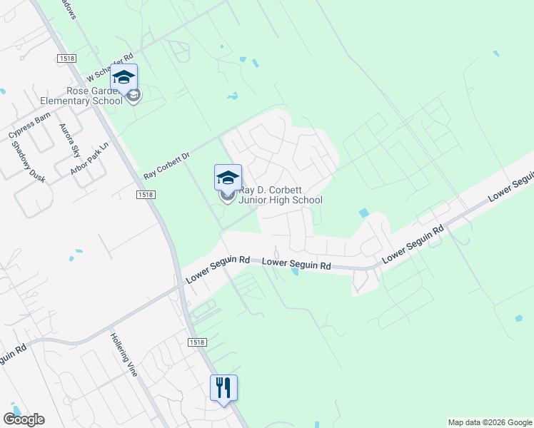 map of restaurants, bars, coffee shops, grocery stores, and more near 12531 Rothau Drive in Schertz