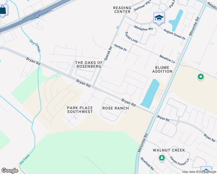 map of restaurants, bars, coffee shops, grocery stores, and more near 5807 Bluebonnet Lane in Richmond