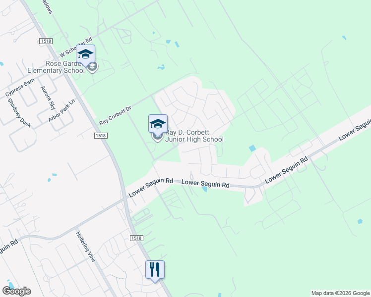 map of restaurants, bars, coffee shops, grocery stores, and more near 12531 Rothau Drive in Schertz