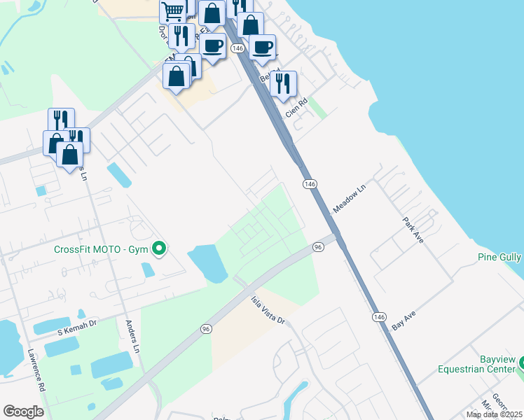 map of restaurants, bars, coffee shops, grocery stores, and more near League City Parkway in Kemah