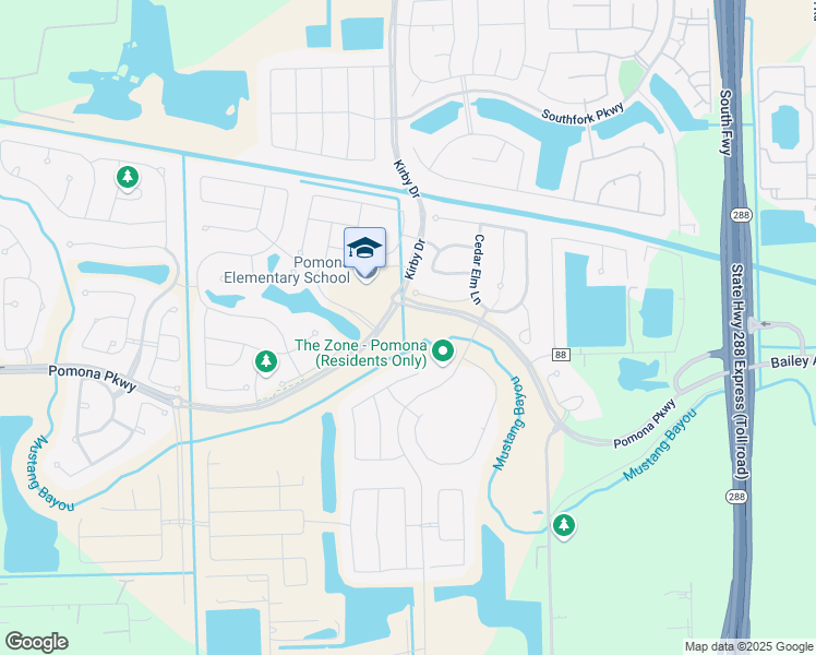 map of restaurants, bars, coffee shops, grocery stores, and more near 4545 Kirby Drive in Manvel