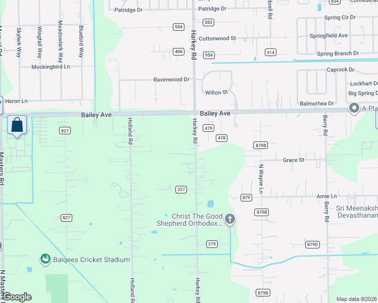 map of restaurants, bars, coffee shops, grocery stores, and more near 16724 Harkey Road in Pearland