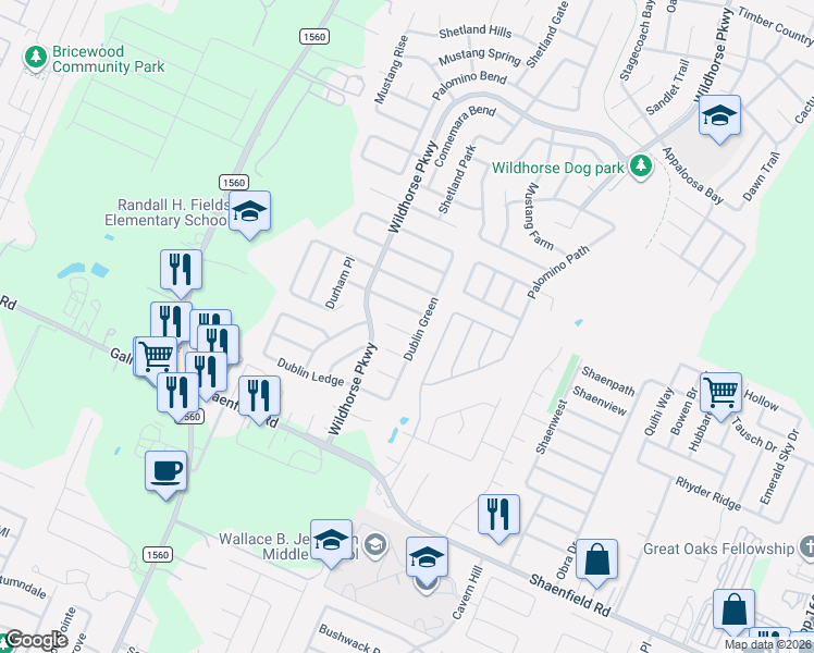 map of restaurants, bars, coffee shops, grocery stores, and more near 9306 Dublin Green in San Antonio