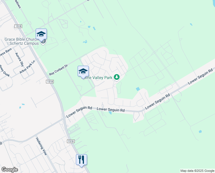 map of restaurants, bars, coffee shops, grocery stores, and more near 125 Rothau Drive in Schertz