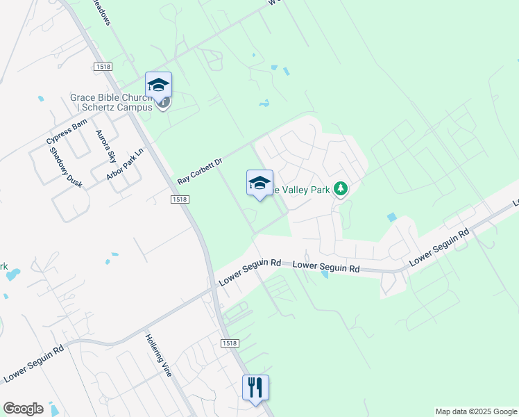 map of restaurants, bars, coffee shops, grocery stores, and more near 12000 Ray Corbett Drive in Schertz
