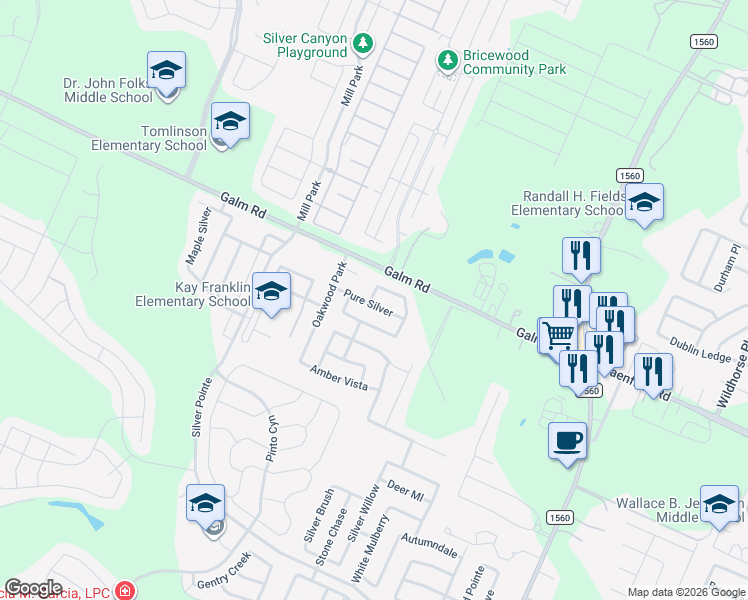 map of restaurants, bars, coffee shops, grocery stores, and more near 11826 Pure Silver in San Antonio