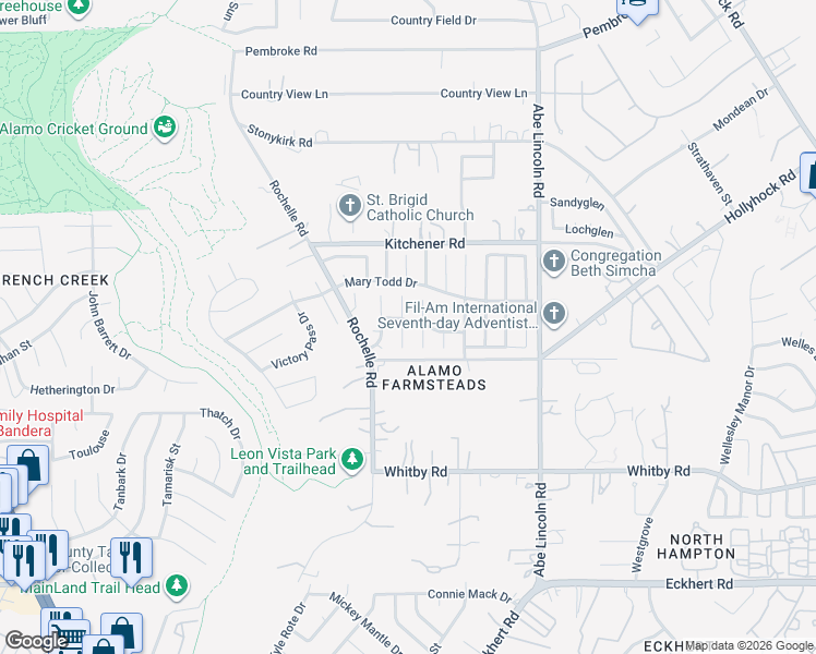 map of restaurants, bars, coffee shops, grocery stores, and more near 9115 Blockade Drive in San Antonio