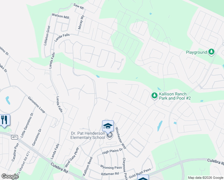 map of restaurants, bars, coffee shops, grocery stores, and more near 14504 Besinger Way in San Antonio