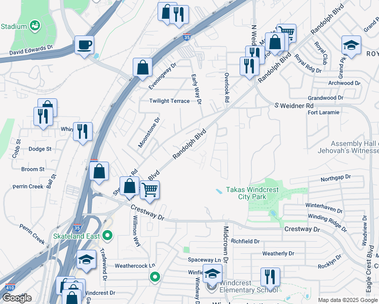 map of restaurants, bars, coffee shops, grocery stores, and more near in San Antonio