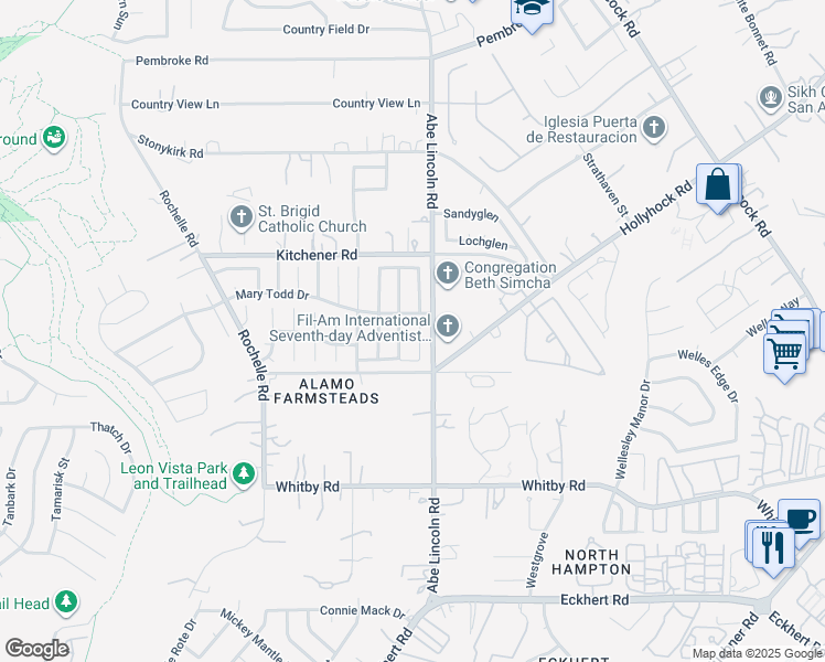 map of restaurants, bars, coffee shops, grocery stores, and more near in San Antonio