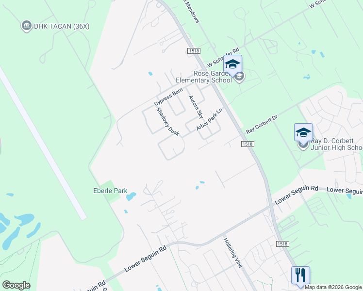 map of restaurants, bars, coffee shops, grocery stores, and more near 10337 Shadowy Dusk in Schertz