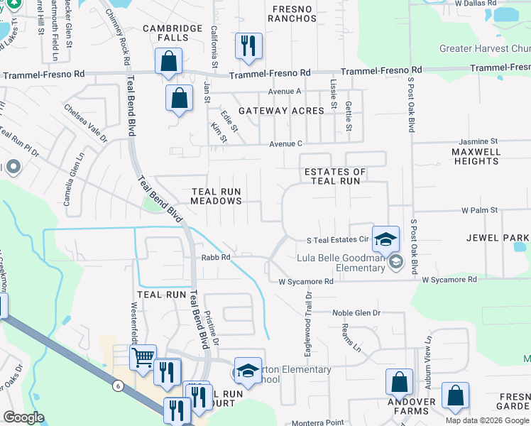 map of restaurants, bars, coffee shops, grocery stores, and more near 4019 Teal Run Meadows Drive in Fresno