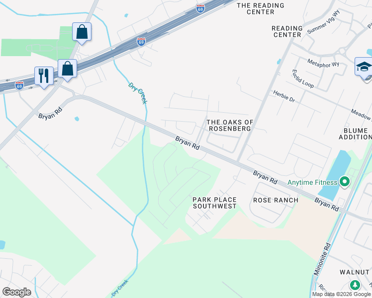 map of restaurants, bars, coffee shops, grocery stores, and more near 5418 Bryan Road in Richmond