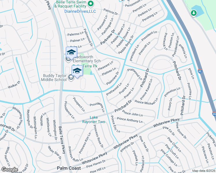 map of restaurants, bars, coffee shops, grocery stores, and more near 67 Plainview Drive in Palm Coast
