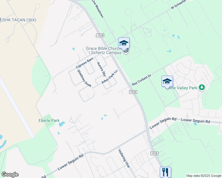 map of restaurants, bars, coffee shops, grocery stores, and more near 11644 Northern Star in Schertz