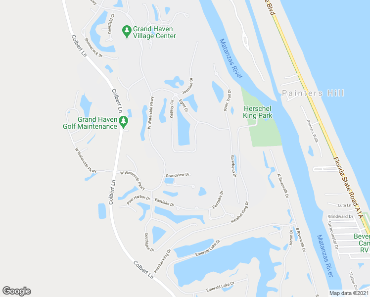 map of restaurants, bars, coffee shops, grocery stores, and more near 47 Osprey Circle in Palm Coast