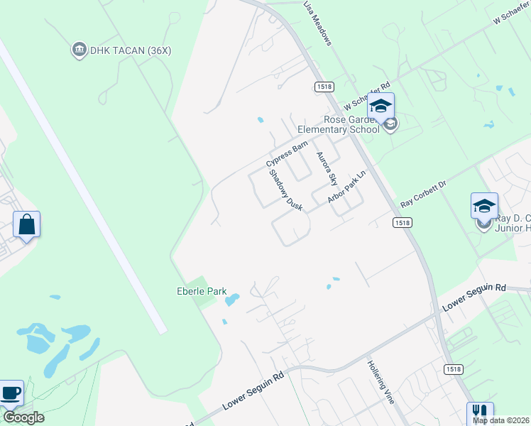 map of restaurants, bars, coffee shops, grocery stores, and more near 11413 Holly Forest in Schertz